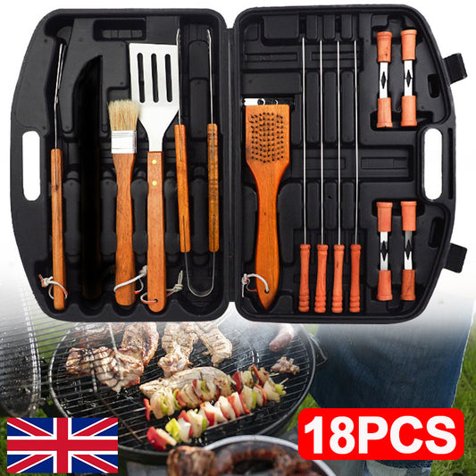 18PCS BBQ Grill Tools Kit Grilling Accessories Stainless Steel Barbecues Utensil